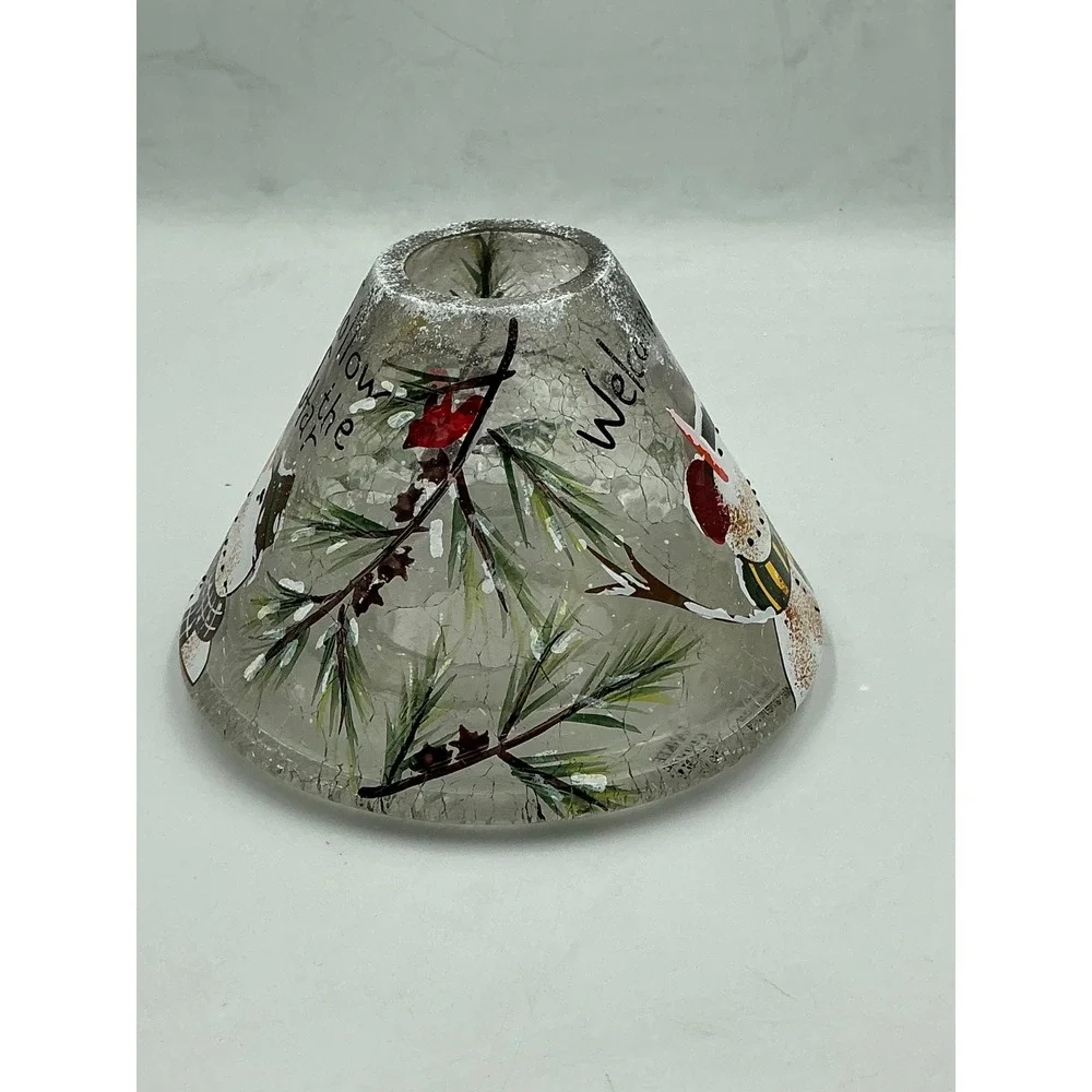 Yankee Candle Jar Shade 2012 Clear Snowman Follow the Star‎ Crackle Glass Large